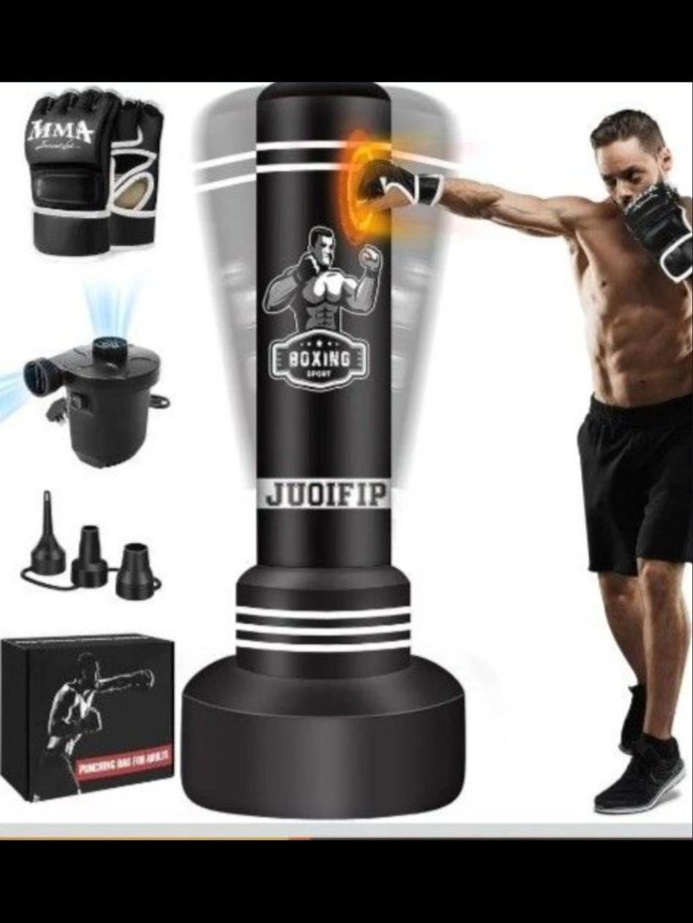 Free-Standing Inflatable Boxing Punching Bag - Black